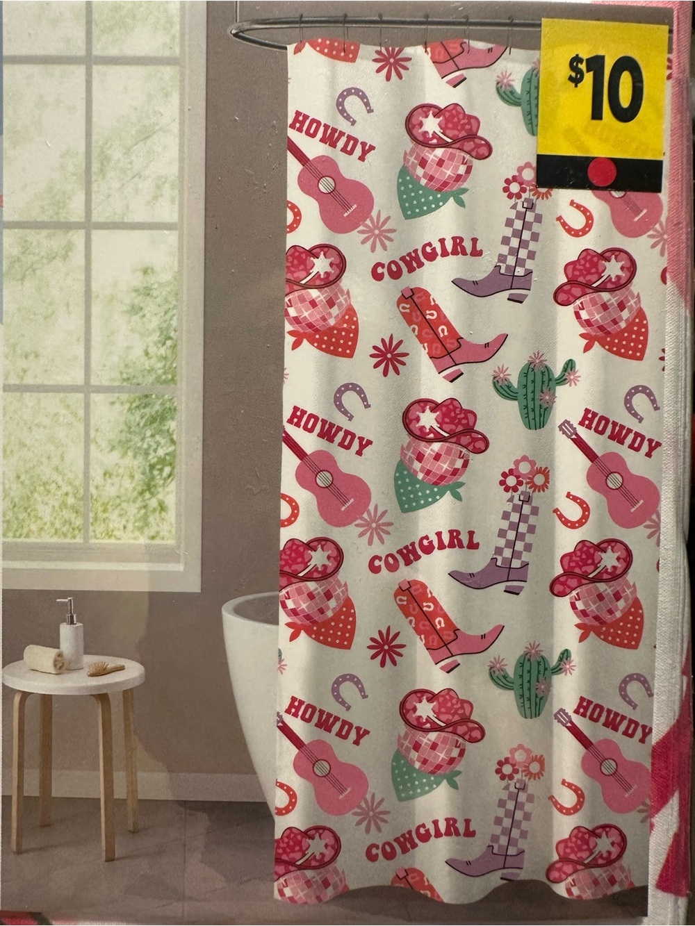 Kids Disco Cowgirl Shower Curtain NWT